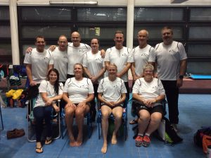 The Masters Swimmers at Sheffield with coach Pauline